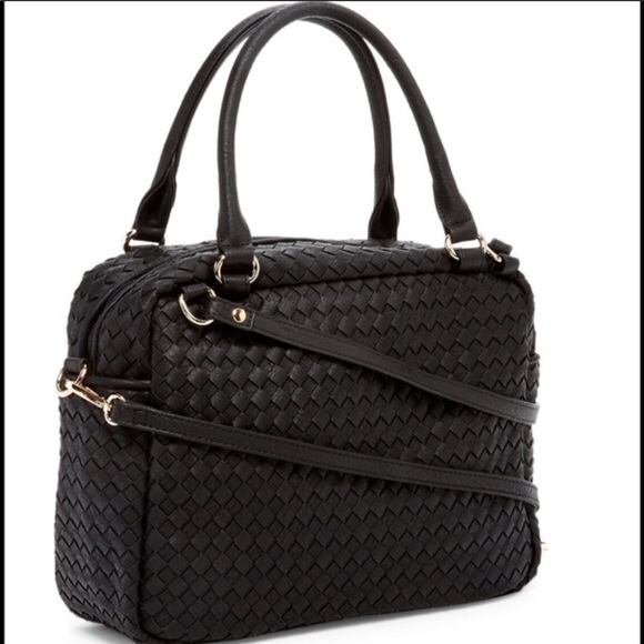 1leftBoutique-Pink Haley Rorie Woven Satchel Black - Picture 2 of 4
